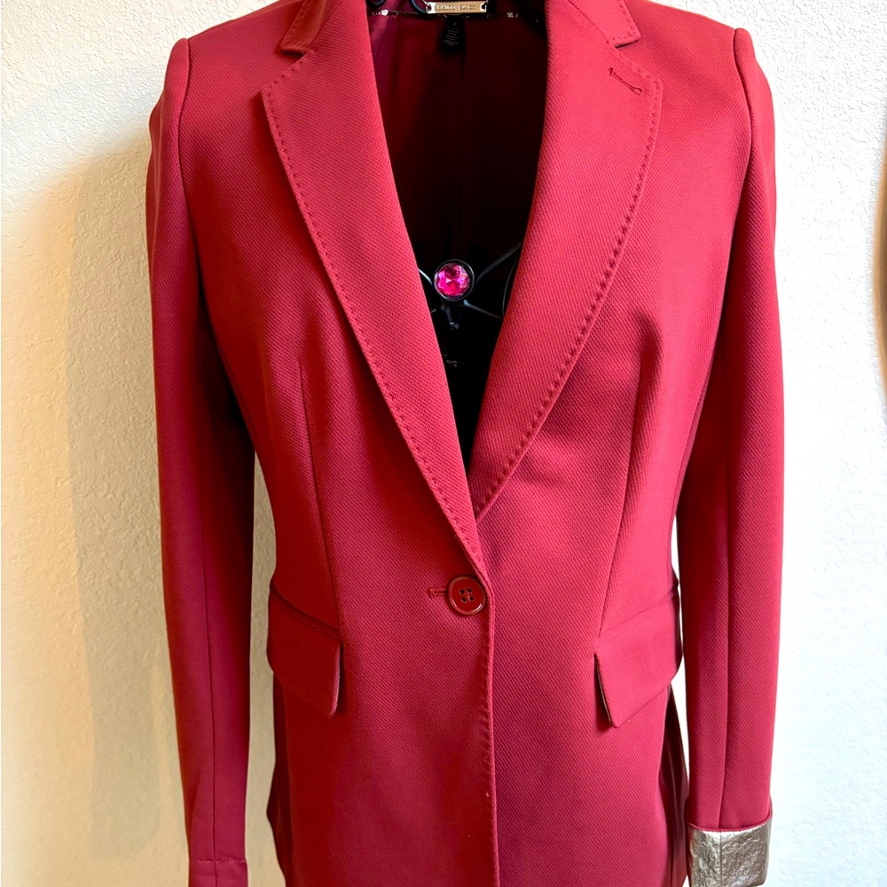 White House Black Burgundy Holiday Jacket